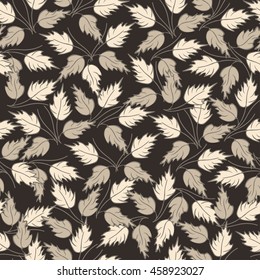 Seamless pattern. Abstract floral Design Pattern with leaves. Black Background.