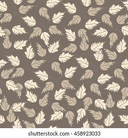 Seamless pattern. Abstract floral Design Pattern with leaves. Brown Background.