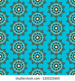 Seamless pattern with abstract floral elements in retro style. Textile fabric, printing and many other areas of designs.