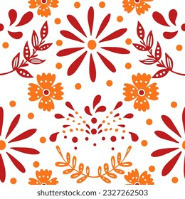 Seamless pattern with abstract floral elements vector illustration on white background