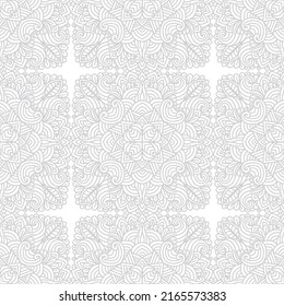 Seamless pattern abstract floral ethnic hand drawn line art mandala  