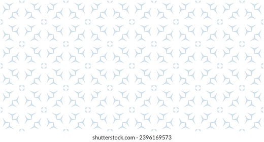 Seamless pattern with abstract floral geometric motif, snowflake silhouettes. Minimalist light blue and white vector background. Simple elegant minimal texture. Repeat geo design for decor, print