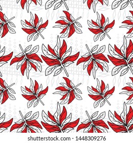 Seamless pattern with abstract floral, Indonesian batik motif, traditional style