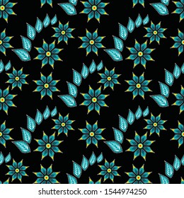 Seamless pattern with abstract floral, Indonesian batik motif, fantasy style