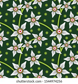 Seamless pattern with abstract floral, Indonesian batik motif, fantasy style