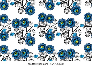 Seamless pattern with abstract floral, Indonesian batik motif, flower vector illustration