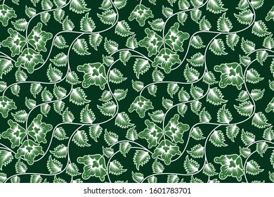 Seamless pattern with abstract floral, Indonesian batik motif, flower vector illustration