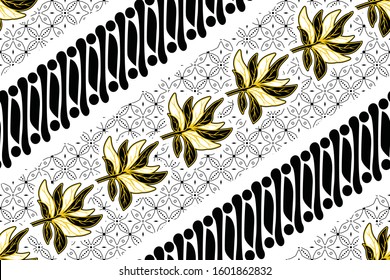 Seamless pattern with abstract floral, Indonesian batik motif, traditional style
