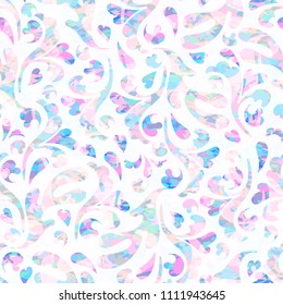 Seamless pattern of abstract floral ornament with curled leaves. Vector illustration for fabric, textile, clothes, wallpapers, wrapping.