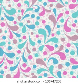 Seamless pattern with abstract floral ornament and textile texture