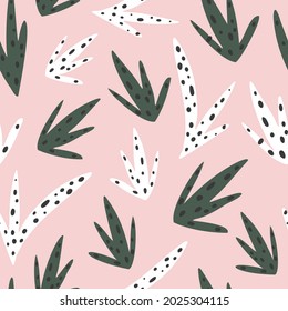 Patrón inmaculado en un estilo floral abstracto para el diseño sobre un fondo rosa claro. Ilustración del vector