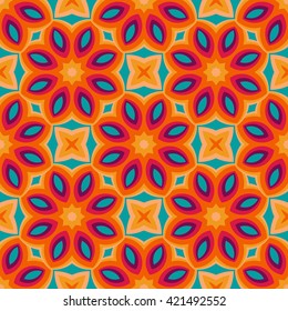seamless pattern abstract floral wallpaper and fabric in retro style pop art