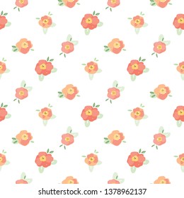 Seamless Pattern with Abstract Flower Art Design on White Background