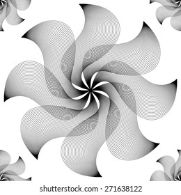 Seamless pattern with abstract flower of curves