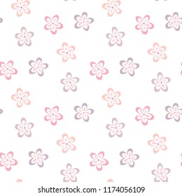 Seamless Pattern of Abstract Flower Design on White Background