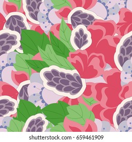 Seamless pattern with abstract flower elements vector vintage