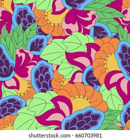Seamless pattern with abstract flower elements