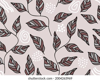 Seamless Pattern with Abstract Flower and leaf.