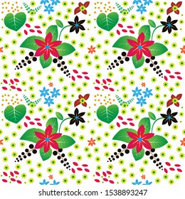 
seamless pattern of abstract flower leaves on a white background. natural wallpaper design and ready to print. vector