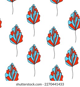 Seamless pattern with abstract flower on white background. Simple floral illustration for cover design,home,interior decoration.Botanical print for fashion design,