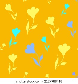 Nahtloses Muster mit abstrakter Blume, floraler Zierdruck für Tapeten, Deckendesign, Stoff, Kindergarten und Geburtstagsdekoration, Frühlingsgrafik, Grußkarte.