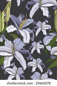 seamless pattern - abstract flowers