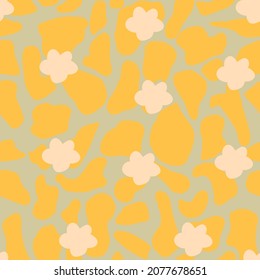 Seamless pattern with abstract flowers and animal skin texture,print for wallpaper,kids textile,baby fashion,nursery design,boho illustration