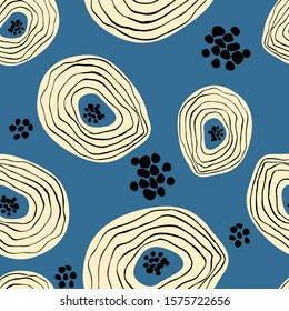 Seamless pattern with abstract flowers. Avan-garde cute cartoon background. Abstractionism style. 