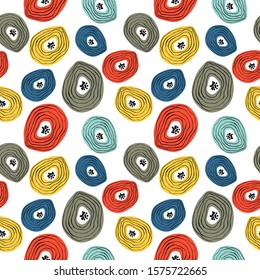 Seamless pattern with abstract flowers. Avan-garde cute cartoon background. Abstractionism style. 