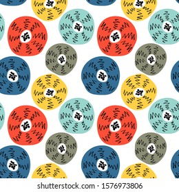 Seamless pattern with abstract flowers. Avan-garde cute cartoon background. Abstractionism style. 
