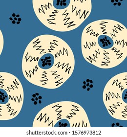 Seamless pattern with abstract flowers. Avan-garde cute cartoon background. Abstractionism style. 