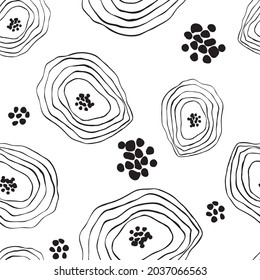 Seamless pattern with abstract flowers. Avan-garde cute cartoon background. Abstractionism style. 