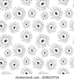 Seamless pattern with abstract flowers. Avan-garde cute cartoon background. Abstractionism style. 