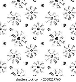 Seamless pattern with abstract flowers. Avan-garde cute cartoon background. Abstractionism style. 