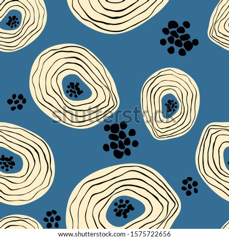 Seamless pattern with abstract flowers. Avan-garde cute cartoon background. Abstractionism style. 