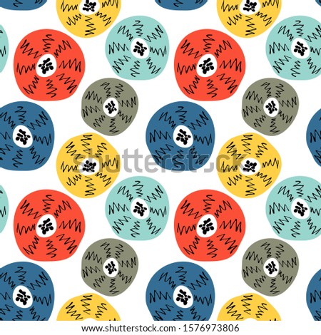 Seamless pattern with abstract flowers. Avan-garde cute cartoon background. Abstractionism style. 