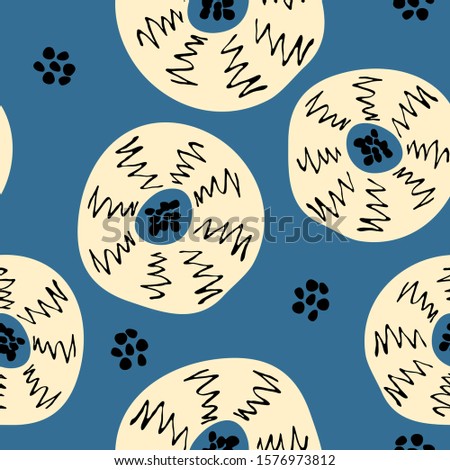 Seamless pattern with abstract flowers. Avan-garde cute cartoon background. Abstractionism style. 