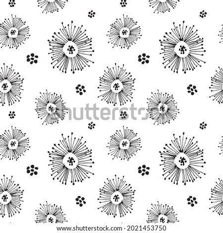 Seamless pattern with abstract flowers. Avan-garde cute cartoon background. Abstractionism style. 