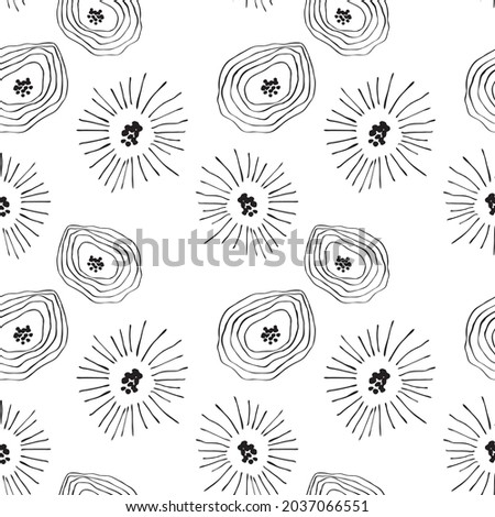Seamless pattern with abstract flowers. Avan-garde cute cartoon background. Abstractionism style. 
