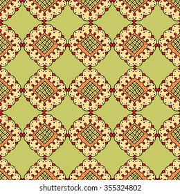 Seamless pattern with abstract flowers. Black and white hand-drawn floral background.