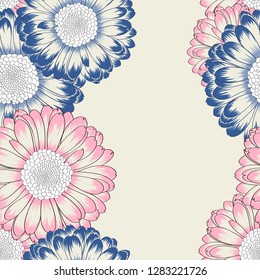 Seamless pattern with abstract flowers of camomiles.