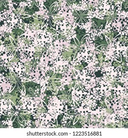 Seamless pattern. Abstract flowers. The colors of spring. Editing is available.