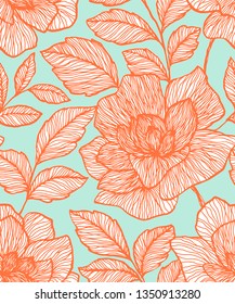 Seamless pattern with abstract flowers. Creative floral surface design. Design for fabric, wallpaper, wrapping, cover. 