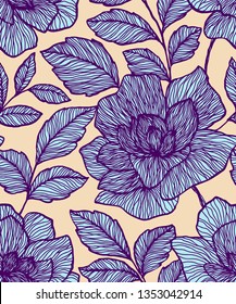 Seamless pattern with abstract flowers. Creative floral surface design. Design for fabric, wallpaper, wrapping, cover. 