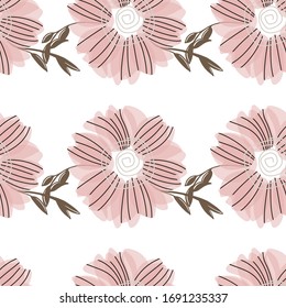 Seamless pattern with abstract flowers. Creative color floral surface design. Vector background.

