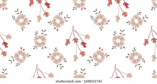 Seamless pattern with abstract flowers. Creative color floral surface design.