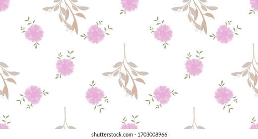 Seamless pattern with abstract flowers. Creative color floral surface design. Vector background.