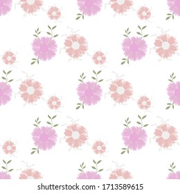 Seamless pattern with abstract flowers. Creative color floral surface design. Vector background.