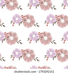 Seamless pattern with abstract flowers. Creative color floral surface design. Vector