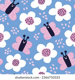 Seamless pattern with abstract flowers. Creative floral surface design. Vector design for paper, cover, fabric interior decor.